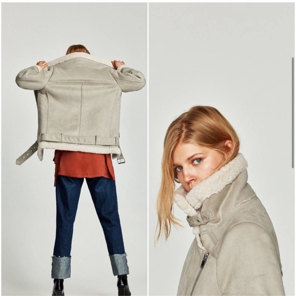 Zara textured biker jacket medium - Picture 2 of 8